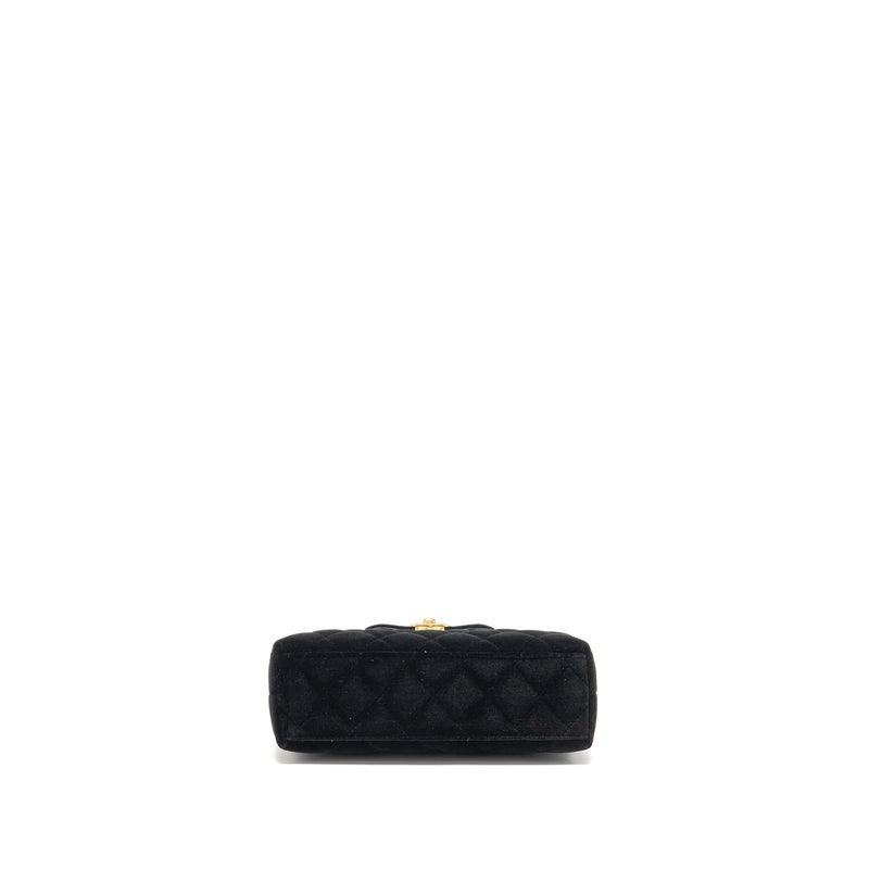 Chanel Mini Kelly Shopping Tote Bag Velvet Black GHW (microchip)