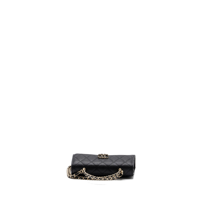 Chanel top handle mini flap bag with chain caviar black LGHW (microchip)