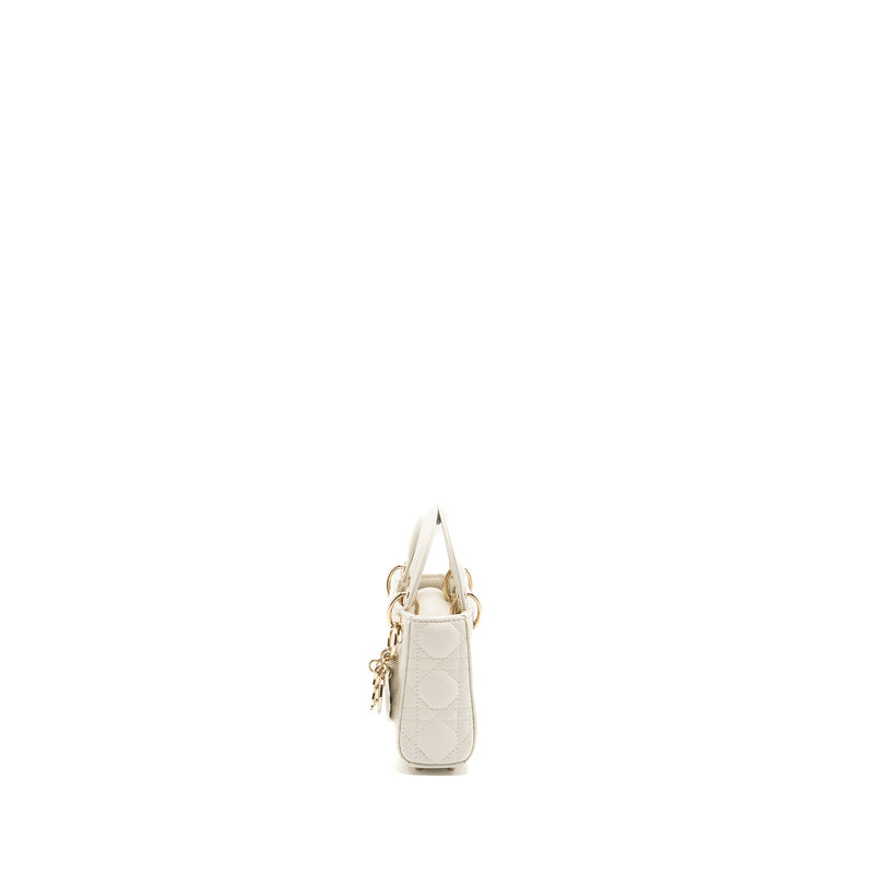 Dior micro lady dior bag lambskin white LGHW