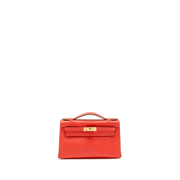 Hermes Kelly Pochette Epsom Q5 Rouge Casaque GHW Stamp A