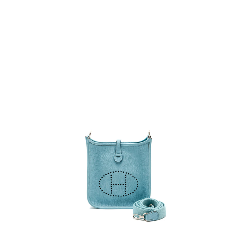 Hermes Mini Evelyne Clemence Blue Atoll SHW STAMP T