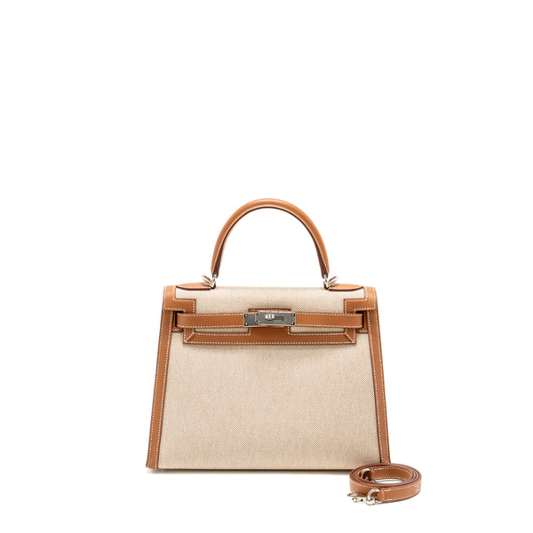 Hermes Kelly 28 Sellier Toile H/Swift Ecru/Gold SHW Stamp Y