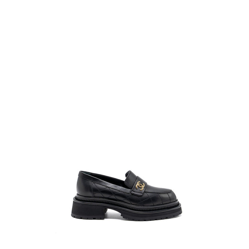 Chanel size 36.5 CC logo loafer black GHW