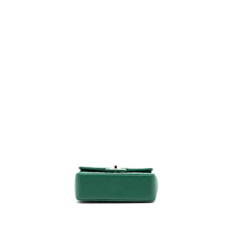 Chanel Top Handle Mini Flap Bag with Chain Lambskin Green LGHW (Microchip)