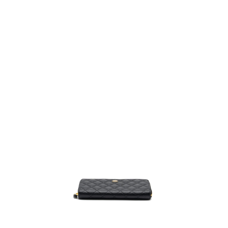 Chanel classic long zipped wallet caviar black GHW (microchip)