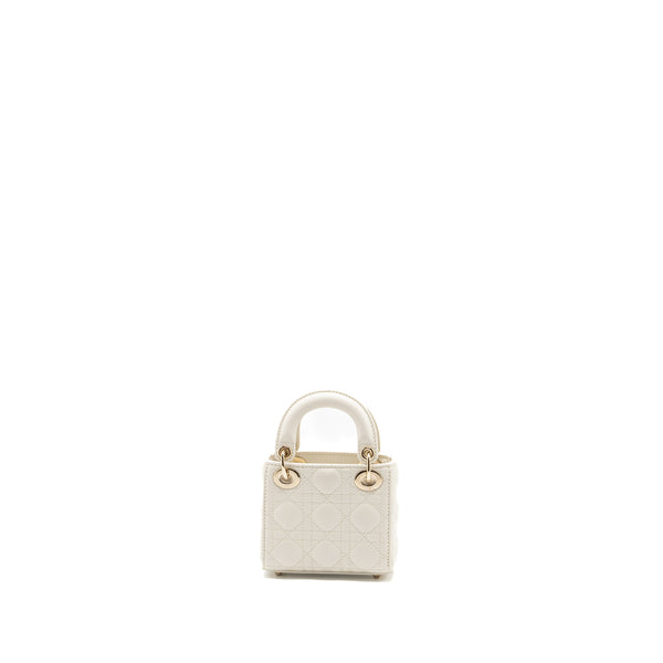 Dior micro lady dior bag lambskin white LGHW