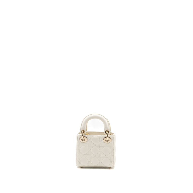 Dior micro lady dior bag lambskin white LGHW