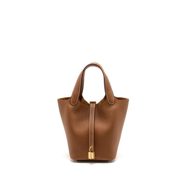 Hermes Picotin 18 Lock Bag Clemence Gold GHW Stamp B