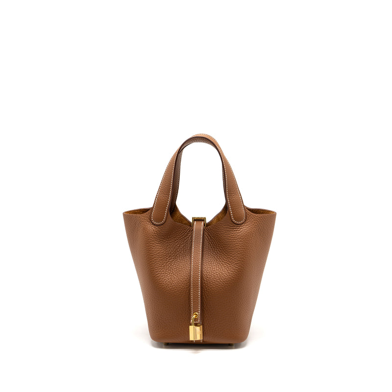Hermes Picotin 18 Lock Bag Clemence Gold GHW Stamp B