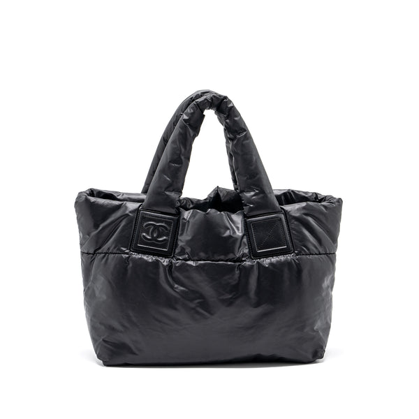 Chanel small puffy Down tote bag nylon black SHW