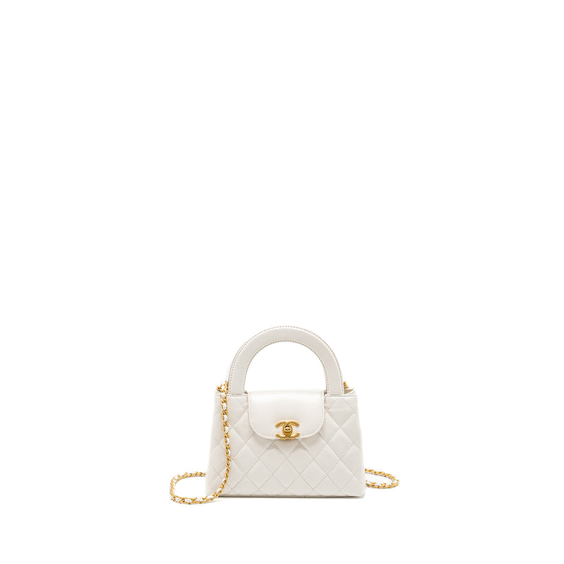 Chanel 23K Mini Kelly Shopping tote bag calfskin white GHW (microchip)