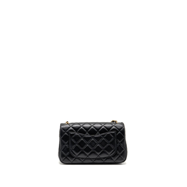 CHANEL Pearl Crush Mini Rectangular Flap Bag Lambskin Black GHW (Microchip)