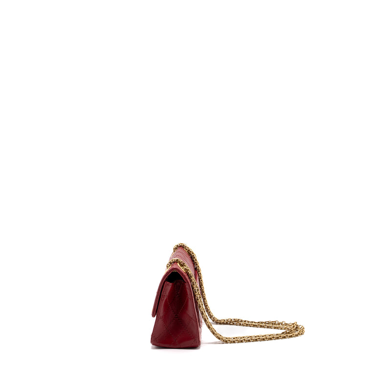 Chanel mini 2.55 reissue flap bag aged calfskin red GHW