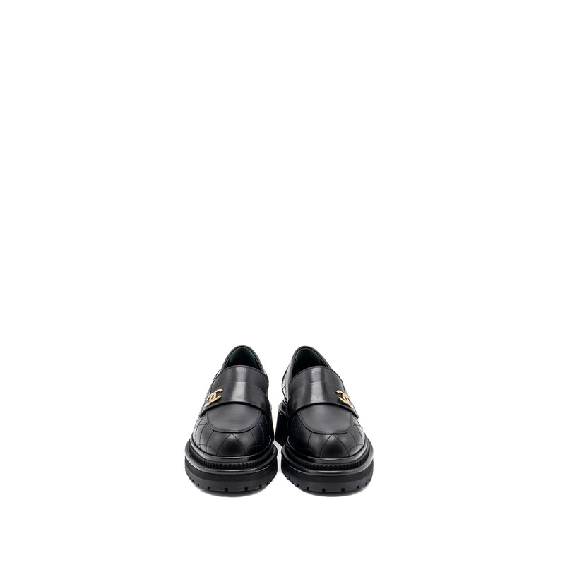 Chanel size 36.5 CC logo loafer black GHW