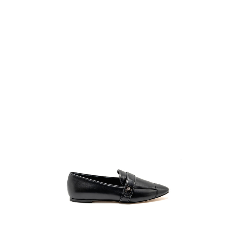 Chanel size 37.5 loafer lambskin black SHW