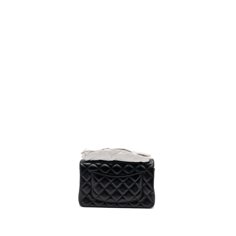 Chanel mini rectangular flap bag lambskin black with SHW (microchip)