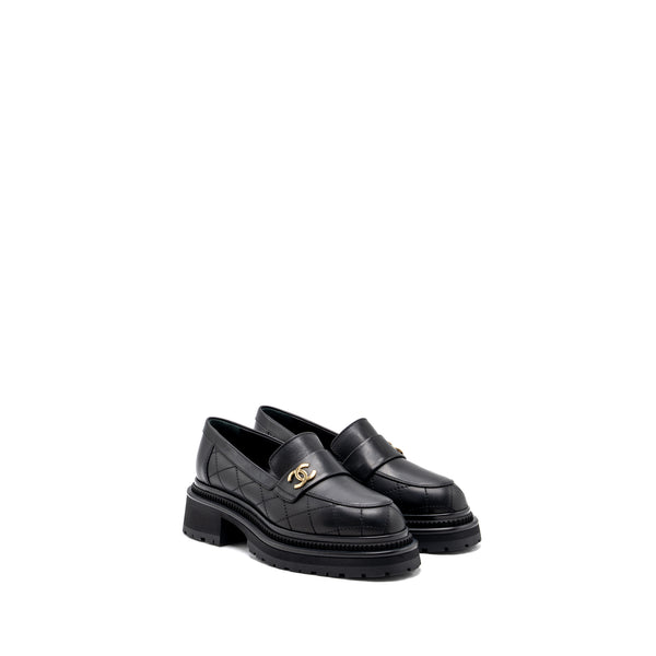 Chanel size 36.5 CC logo loafer black GHW