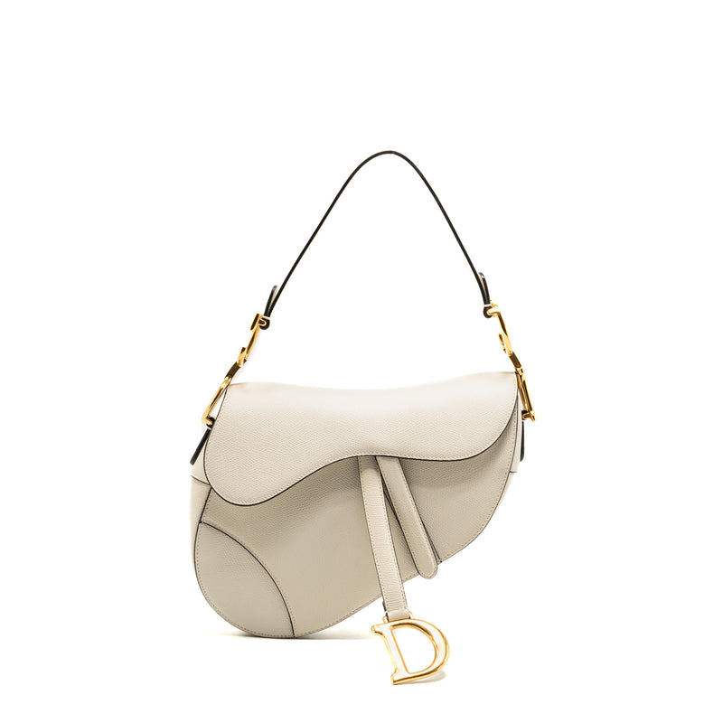 DIOR Medium Saddle Bag Calfskin White GHW