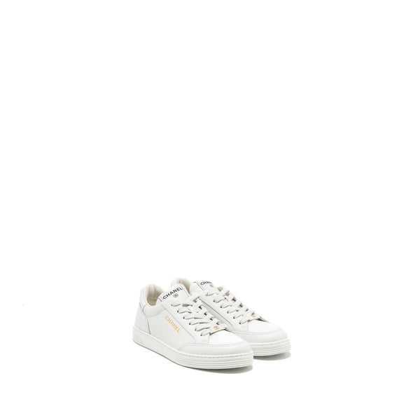 Chanel Size 37.5 Sneaker Leather White LGHW