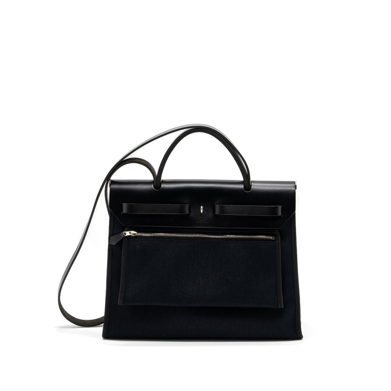 Hermes Herbag 31 Canvas/ Hunter Black SHW Stamp A