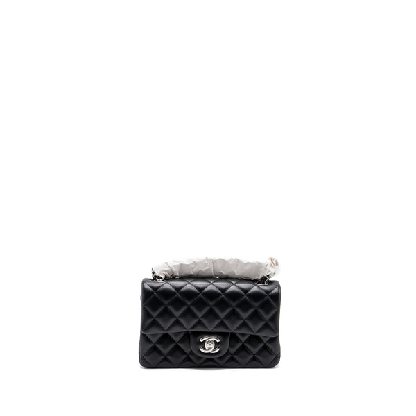Chanel Mini Rectangular Top Handle 23A Black Lambskin Light Gold Hardware