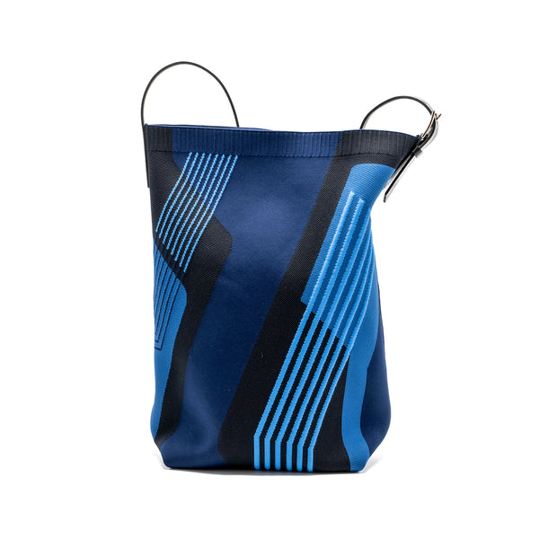 Hermes Etriviere MM shoulder bag fabric / hunter leather blue/ black with SHW stamp U