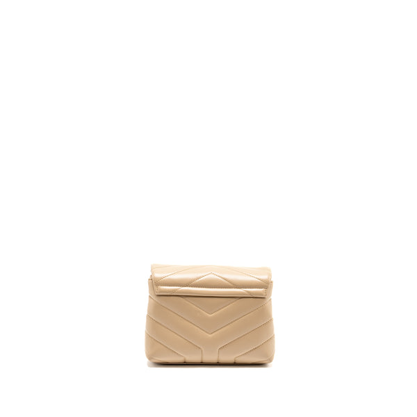 SAINT LAURENT / YSL Toy LouLou Quilted Shoulder Bag Calfskin Beige GHW