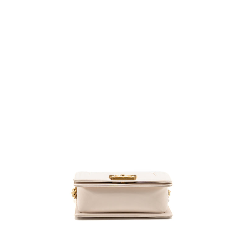 Chanel small boy bag lambskin cream white GHW