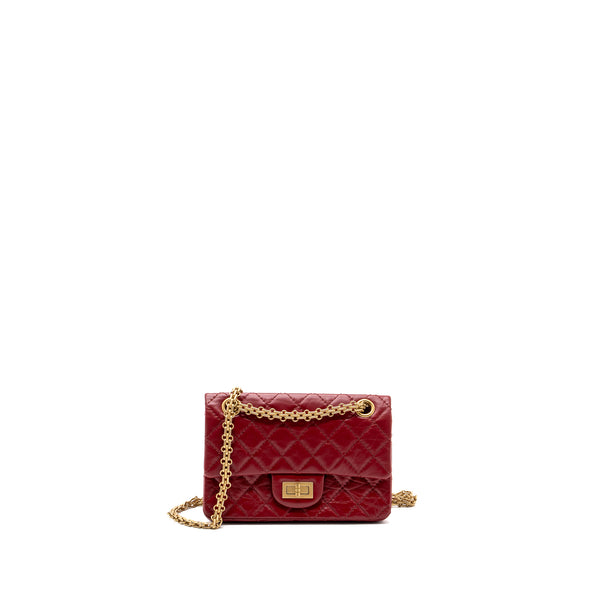 Chanel mini 2.55 reissue flap bag aged calfskin red GHW