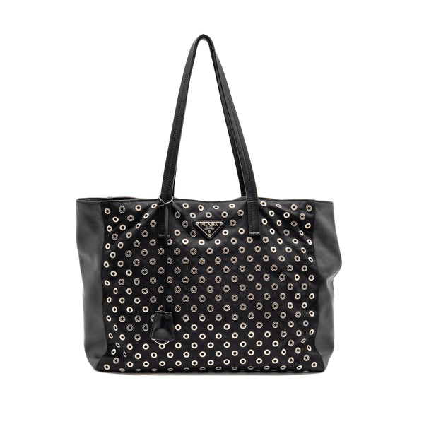 Prada shoulder bag lambskin / fabric black SHW