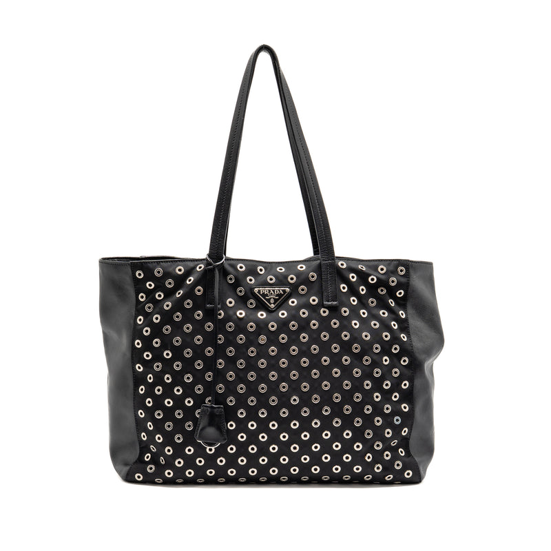 Prada shoulder bag lambskin / fabric black SHW