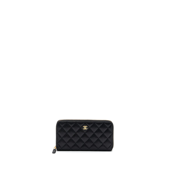 Chanel classic long zipped wallet caviar black GHW (microchip)