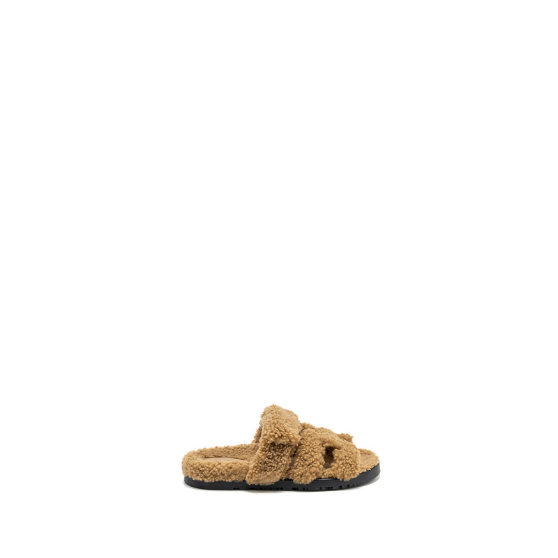 Hermes size 36 Chypre sandals peau lainee mer beige argile