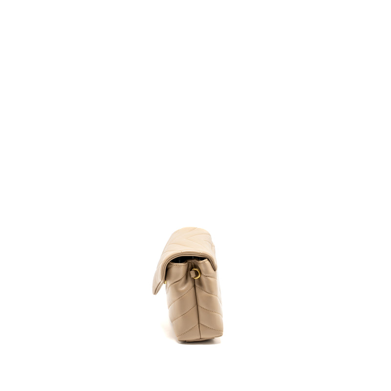 SAINT LAURENT / YSL Toy LouLou Quilted Shoulder Bag Calfskin Beige GHW