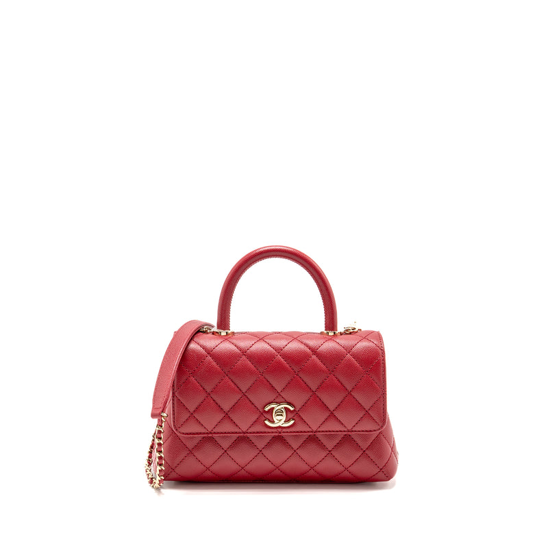Chanel Small Coco handle caviar red LGHW (microchip)