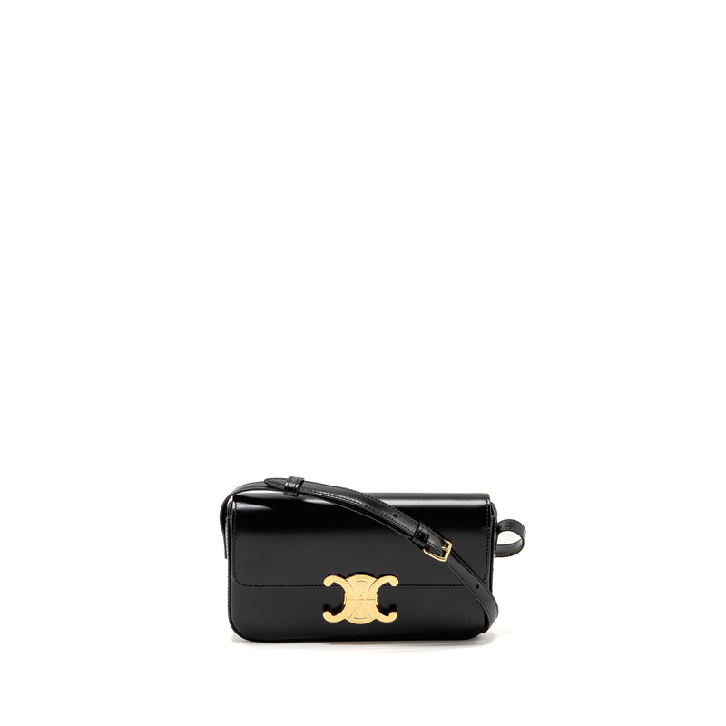 CELINE Triomphe Shoulder Bag Calfskin Black GHW