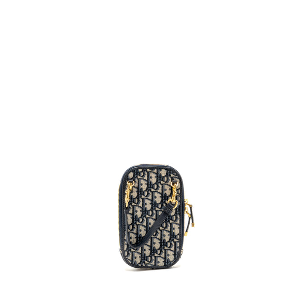 Dior 30 Montaigne Phone Pouch Oblique Jacquard Canvas Navy GHW