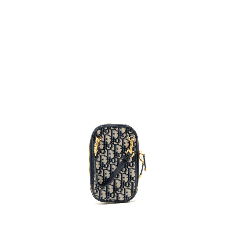 Dior 30 Montaigne Phone Pouch Oblique Jacquard Canvas Navy GHW