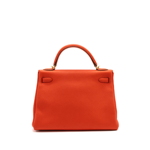 Hermes kelly 32 togo capucine GHW stamp square Q