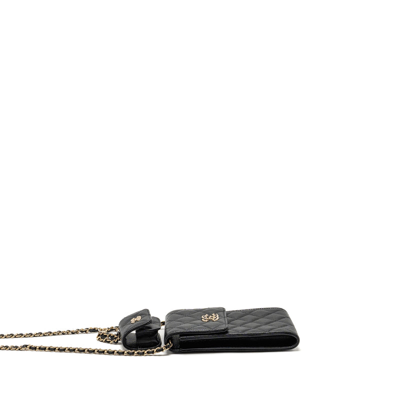 Chanel Classic Phone Clutch with Pouch on Chain Caviar Black LGHW
