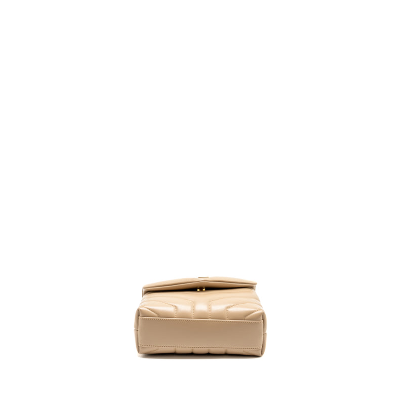 SAINT LAURENT / YSL Toy LouLou Quilted Shoulder Bag Calfskin Beige GHW