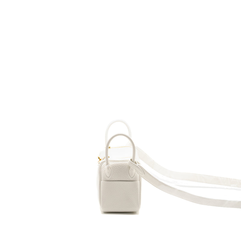 Hermes Mini Lindy Clemence New White GHW STAMP B