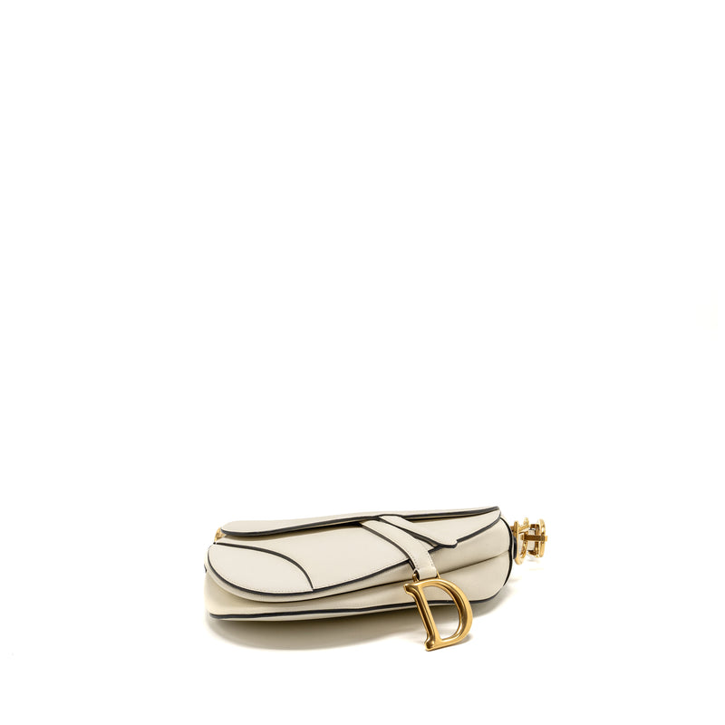 DIOR Medium Saddle Bag Calfskin White GHW