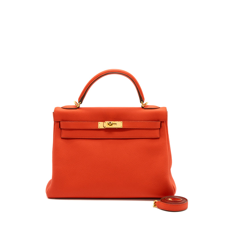 Hermes kelly 32 togo capucine GHW stamp square Q
