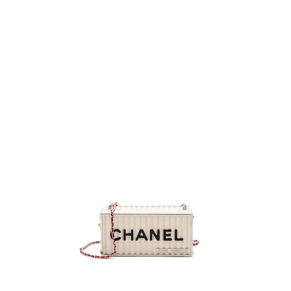 Chanel Paris-Hamburg runway container clutch bag white / black / red SHW