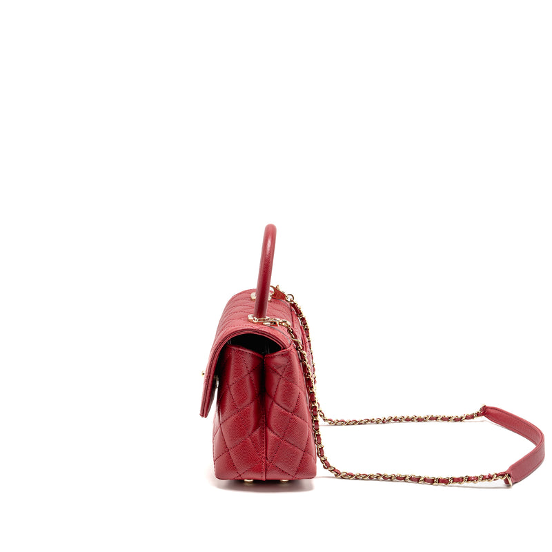 Chanel Small Coco handle caviar red LGHW (microchip)