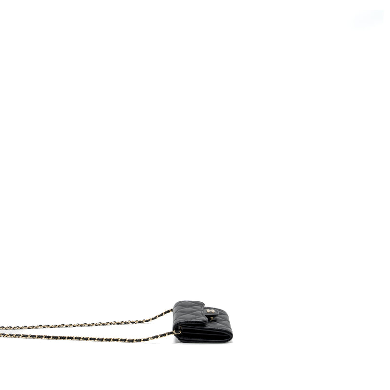 Chanel Card Holder With Chain Caviar Black LGHW