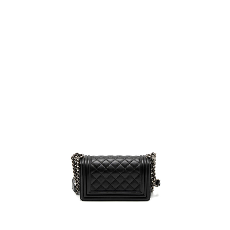Chanel Small Boy Bag Calfskin Black Ruthenium Silver Hardware