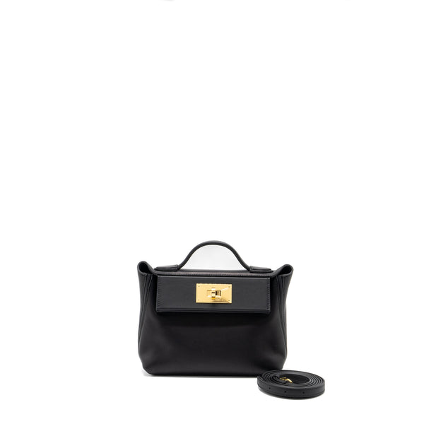 Hermes Mini 24/24 2424 - 21 Bag Volupto/Swift Black GHW Stamp U