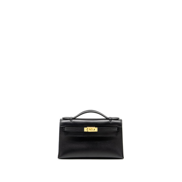 Hermes Kelly Pochette Swift Black GHW STAMP Y